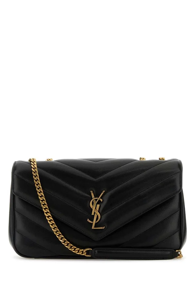 Saint Laurent Loulou Shoulder Bag — Black in Black Calfskin from HEWI