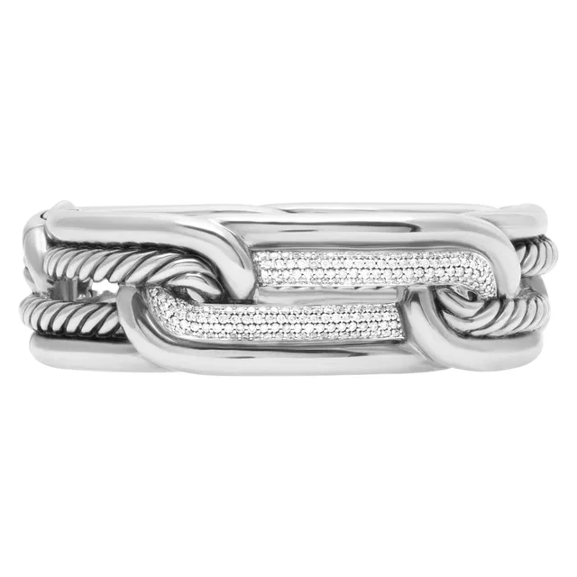 David Yurman bracelet in sterling silver with approx 1.80 cts in diamonds in Silver Sterling Silver from Gray And Sons