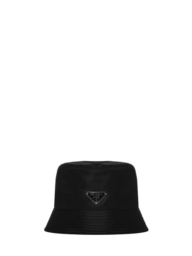 Prada 2hc1372dmif0002 Re-Nylon Bucket Hat — Black Calf Leather in Black Calfskin from HEWI