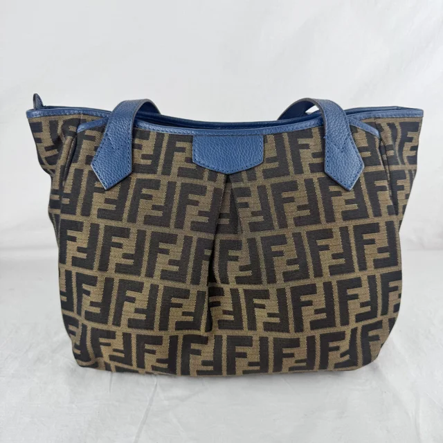 Fendi Small Zucca Shopping Tote Bag in Calfskin leather, Metal, zucca canvas from Reowned, photo 2 of 11