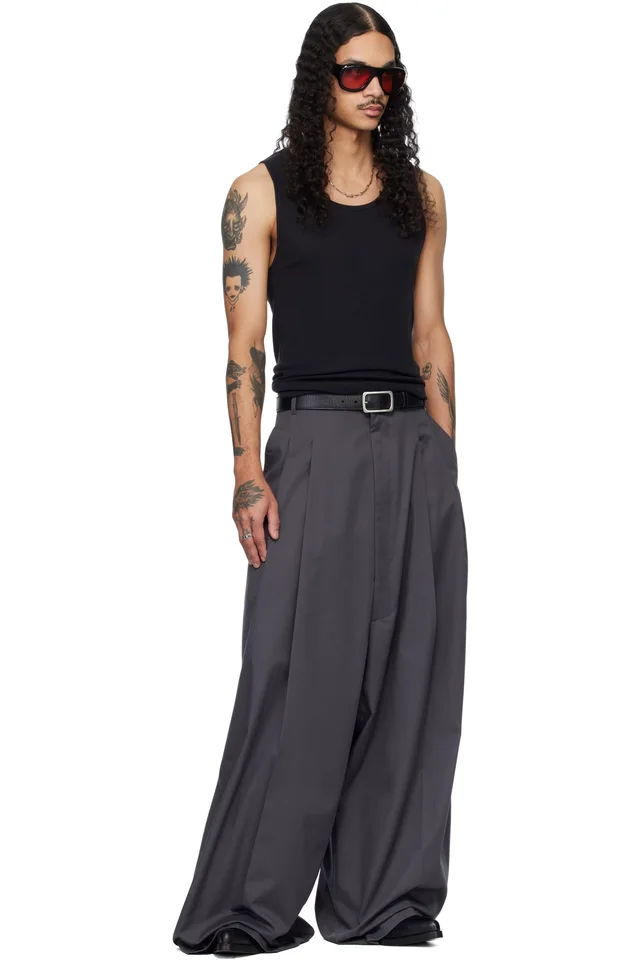 LU'U DAN Gray Lowline Trousers, photo 5 of 5 from SSENSE