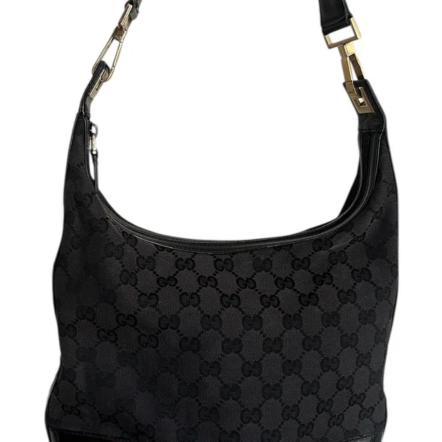 Gucci Women's Shoulder bags - Black/Grey in black|gray Patent leather from Depop, photo 1 of 1