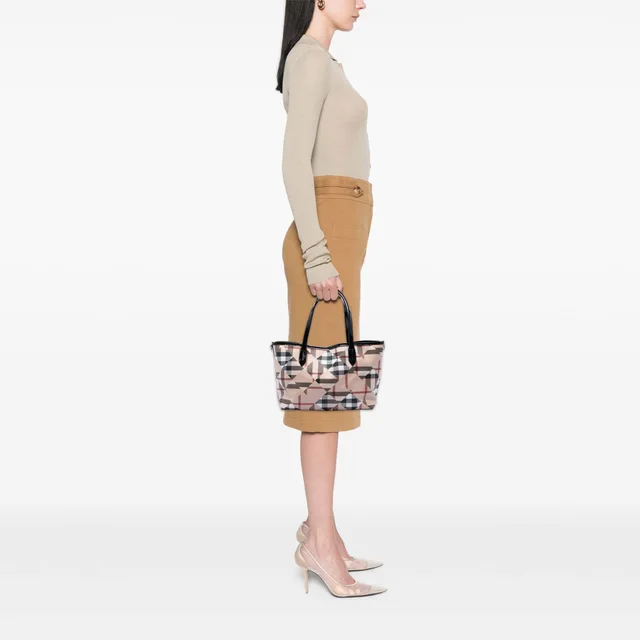 Beige Burberry House Check Coated Canvas Satchel in Beige Coated canvas from Designer Revival, photo 6 of 7