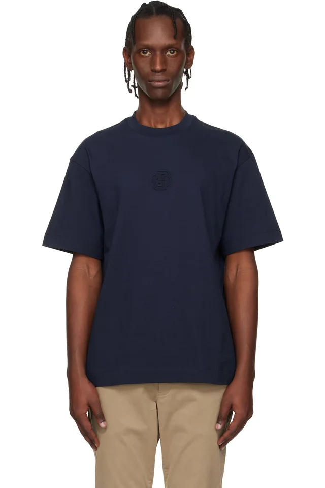 Navy Embossed-Logo T-shirt