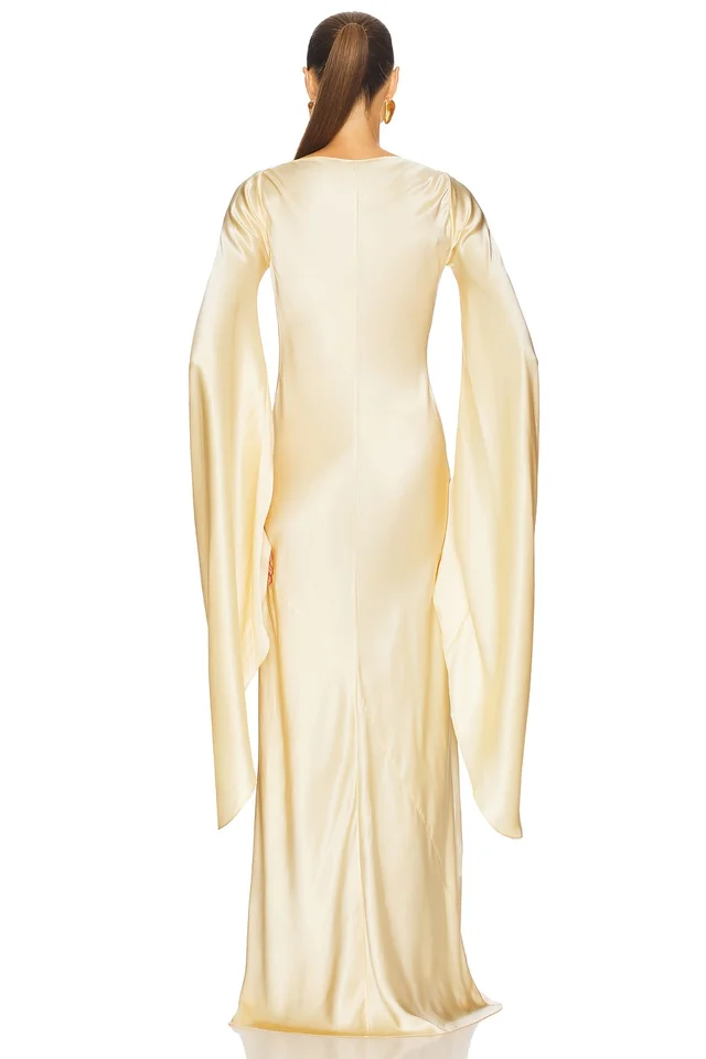 Helsa The Rosalind Dress in Silk Charmeuse in Golden Peach, photo 3 of 5 from REVOLVE (Canada)