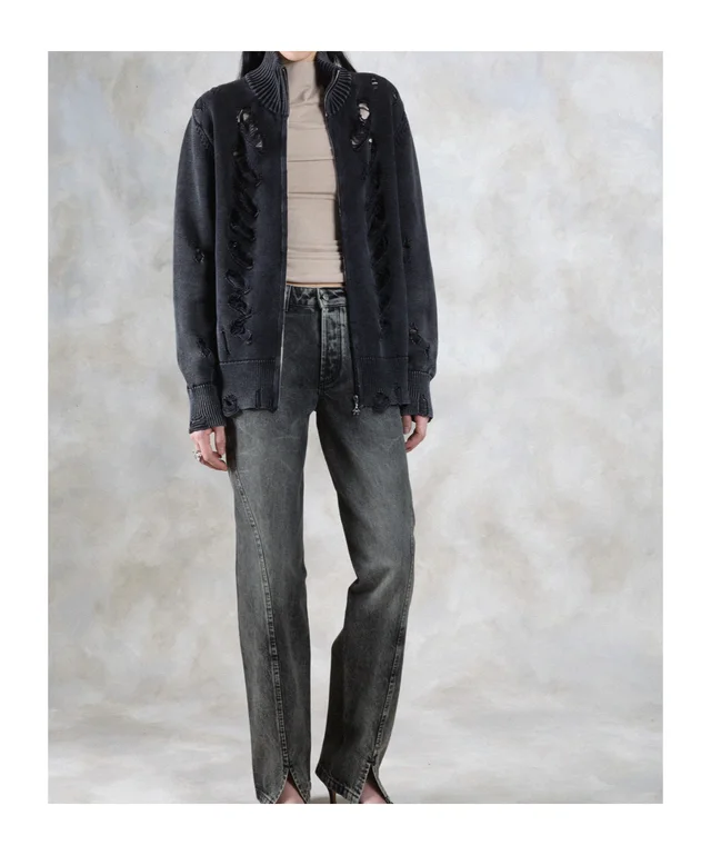 Avavav Distressed Zip-Up Cardigan, photo 3 of 3 from SENSER