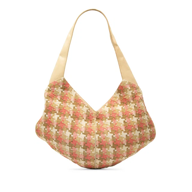 Beige LOEWE Tweed Houndstooth Hobo in Beige Tweed from Designer Revival