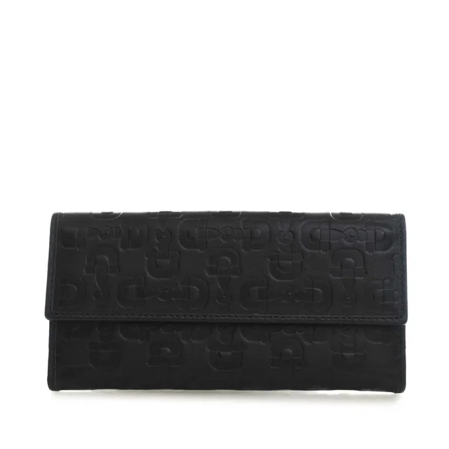 Black Gucci Horsebit Embossed Calfskin Long Wallet in Black Calfskin from Designer Revival