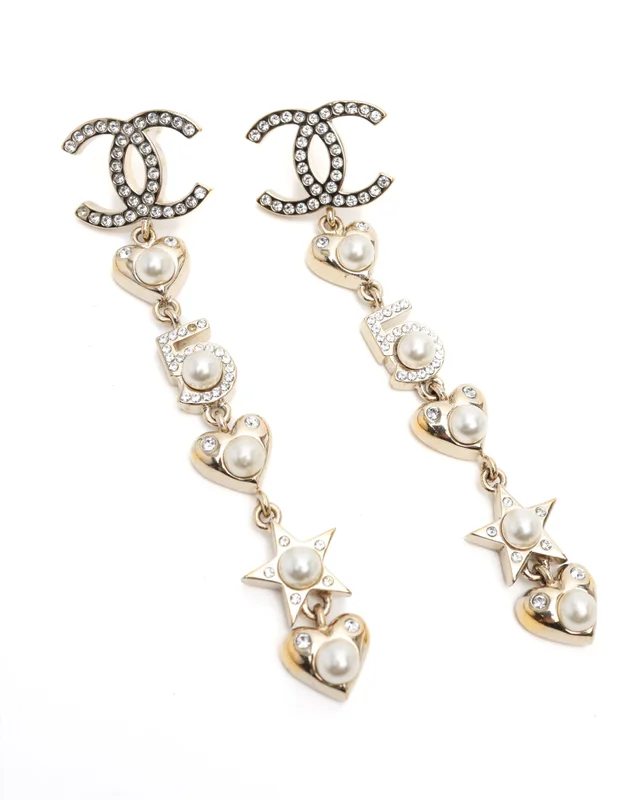 Chanel Coco Mark 5 Rhinestone Pearl Dangling Earrings from A Retro Tale, photo 2 of 2