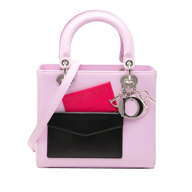 Pink Dior Medium Calfskin Pockets Lady Dior Satchel in Pink Calfskin from Designer Revival