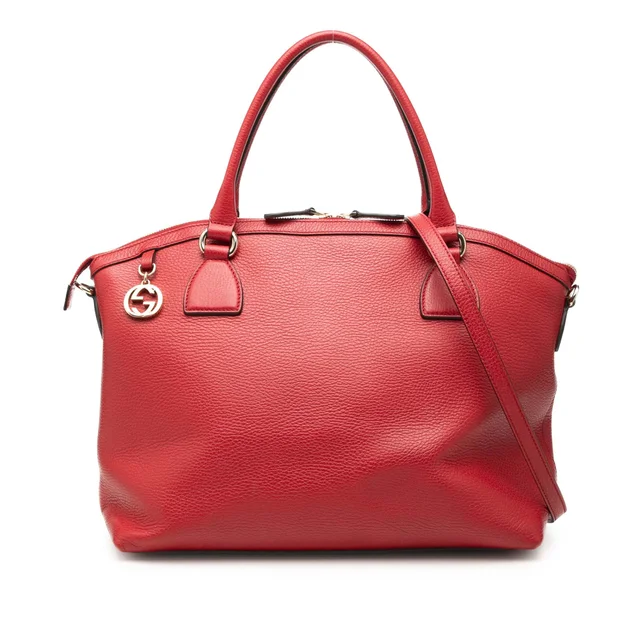 Red Gucci Large Dollar Calfskin GG Charm Dome Satchel in Red Calfskin from Designer Revival, photo 1 of 1