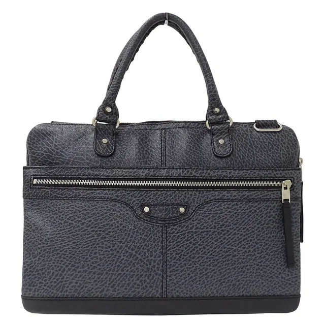 Balenciaga Business Leather Blue Gray Briefcase in Blue Leather from The Reluxe