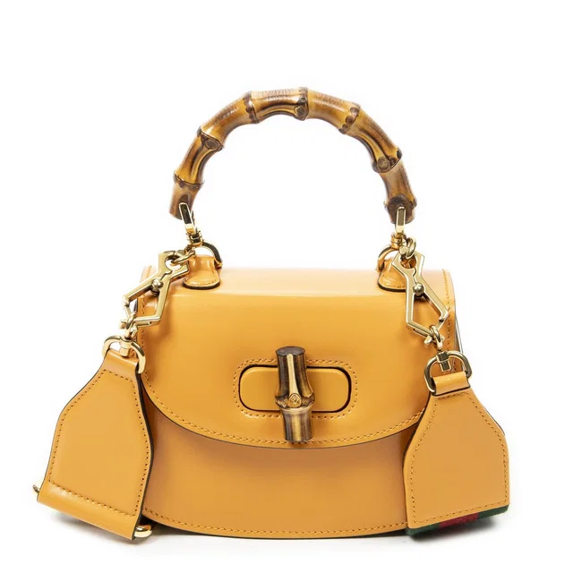 Gucci Mini Bamboo Smooth Calfskin Messenger Bag in Calfskin from The Reluxe