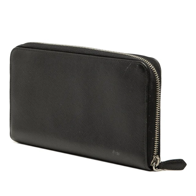 Black Prada Saffiano Zip Around Travel Wallet Long Wallets in Black Saffiano leather from Designer Revival, photo 2 of 2