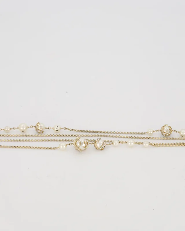 HOT* Chanel Champagne Gold Long Necklace with Pearls and CC Details in Gold from Sellier, photo 6 of 6
