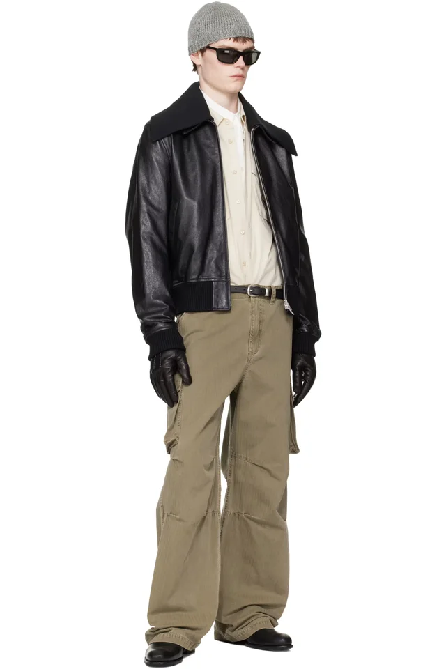 OUR LEGACY Black Pharos Leather Bomber Jacket, photo 4 of 4 from SSENSE