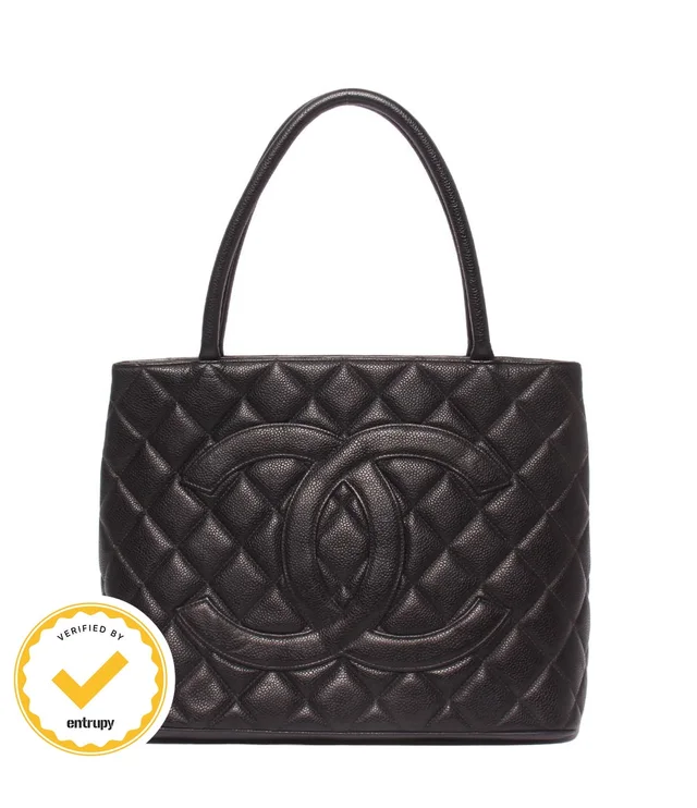 Chanel Tote Shoulder Bag Gold Caviar Leather in Gold Caviar leather from The Reluxe