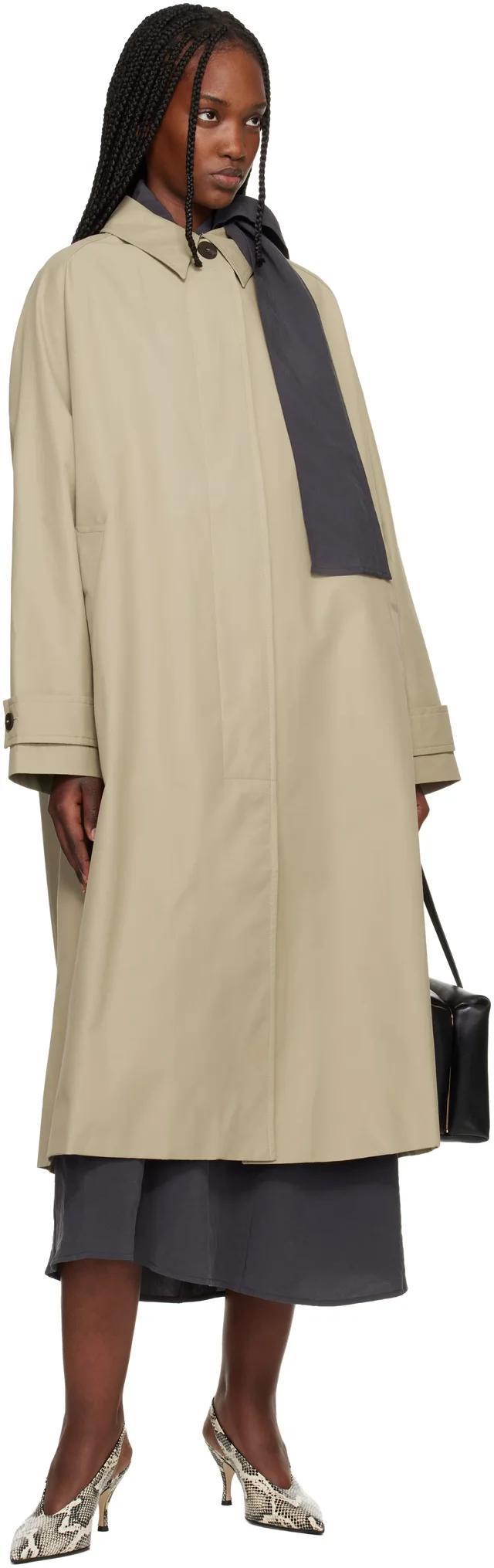 Studio Nicholson Beige Holin Technical Cotton Trench Coat, photo 8 of 8 from SSENSE