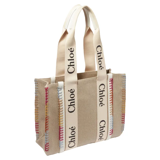 Chloé Woody Medium Tote Bag in beige, photo 2 of 5 from ShopSimon
