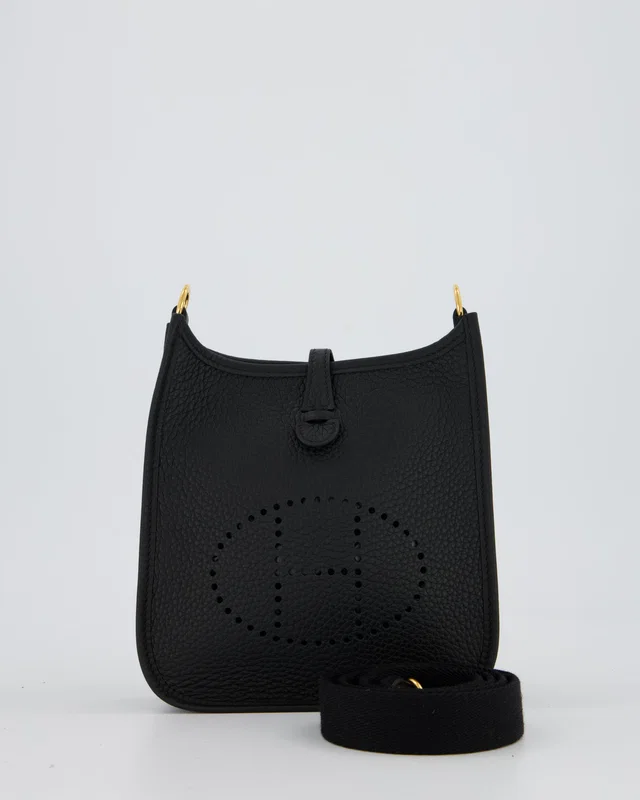Hermès Mini Evelyne Bag in Black Clemence leather from Sellier