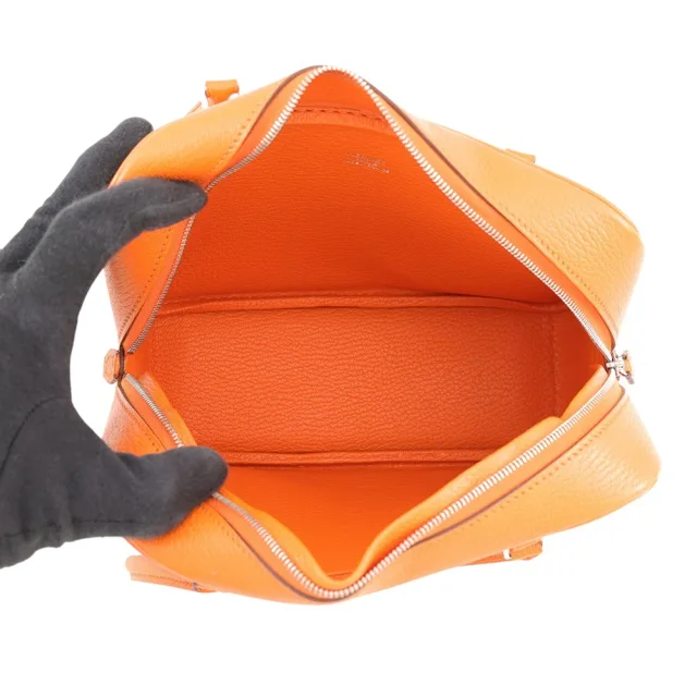 Hermès Plume Orange Chevre Myzore Goatskin Size Mini in Orange Goatskin from GALLERY RARE, photo 5 of 12