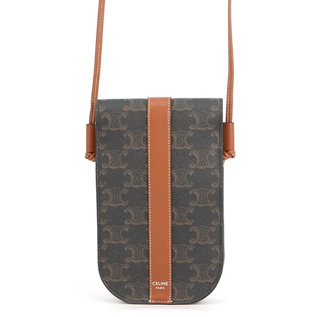 Celine Triomphe Shoulder Phone Case Tan10H742DCH.04LU PVC Leather in Leather from GALLERY RARE