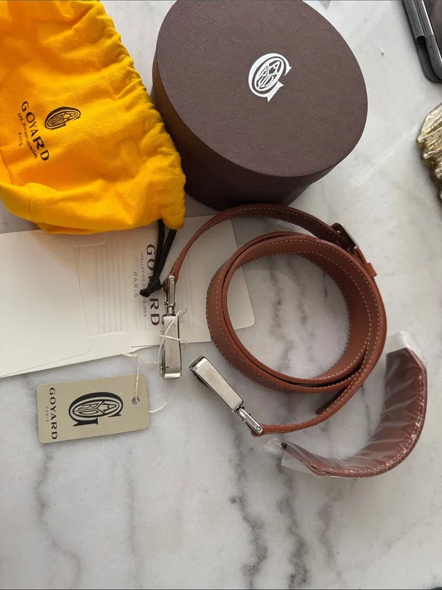 Goyard Brown Leather Belt Shoulder Strap With Silver Hardware in brown|red Leather from Poshmark, photo 1 of 1