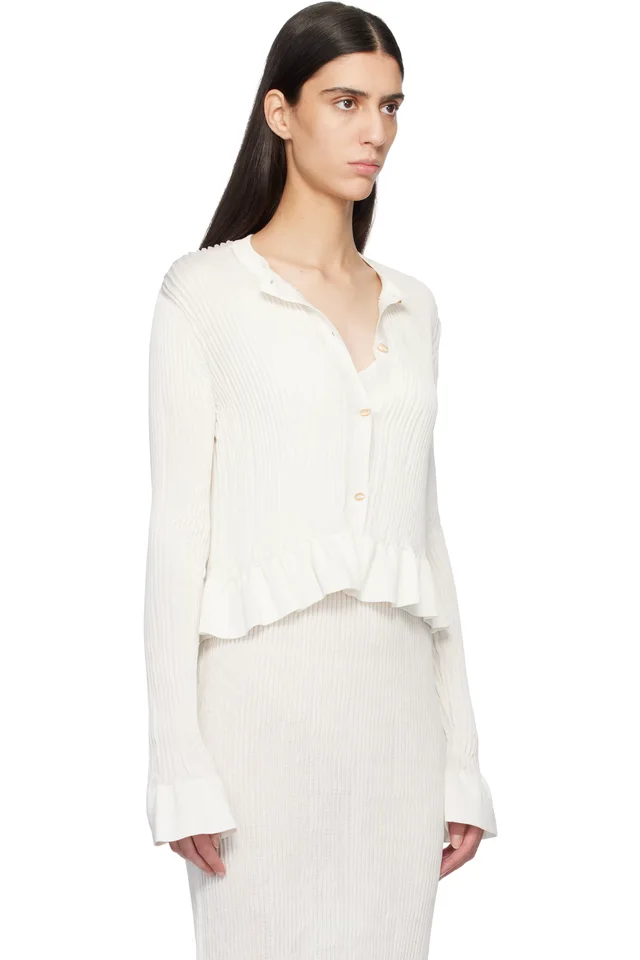 Jil Sander Off-White Long Sleeves Frill Detail Cardigan, photo 2 of 4 from SSENSE