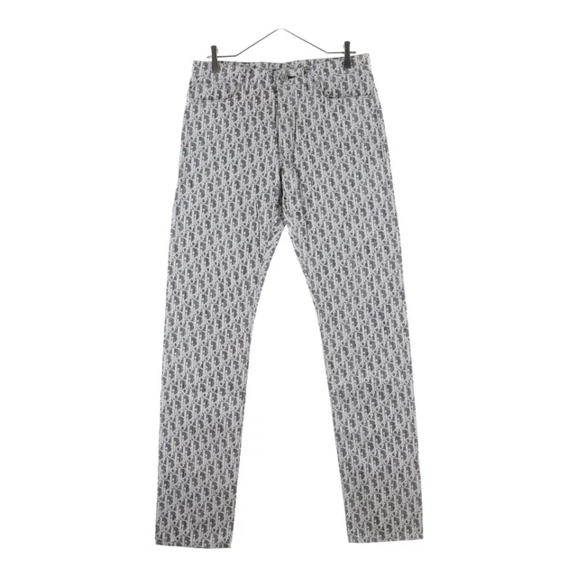 Dior Oblique Denim Pants Slim Fit All Over Print Gray in Grey Denim from The Reluxe