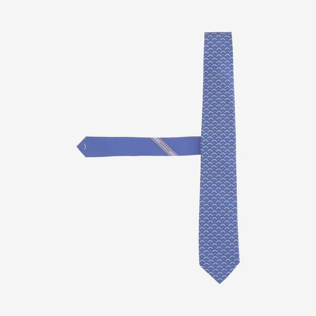 Ferragamo Silk Jacquard Necktie — Blue Neckties in Blue Silk from HEWI