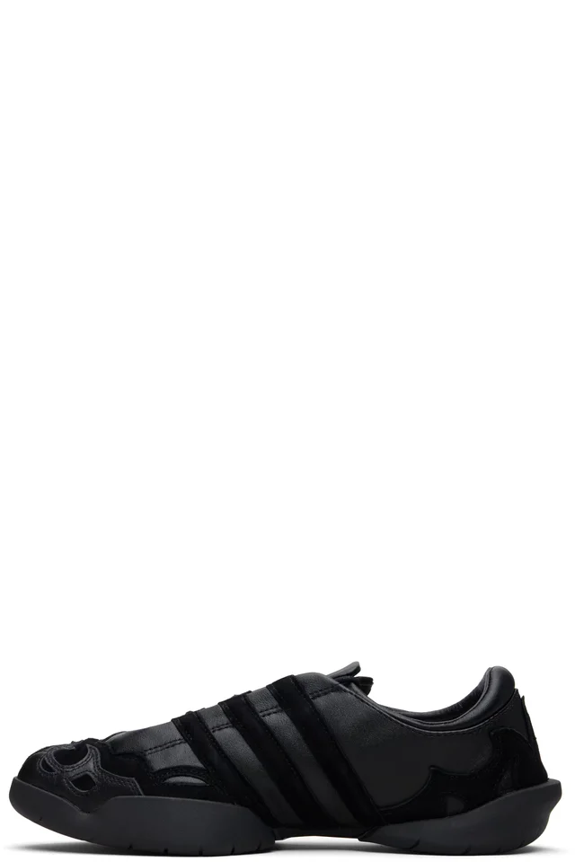 Y-3 Black Regu Leather Sneakers, photo 3 of 4 from SSENSE