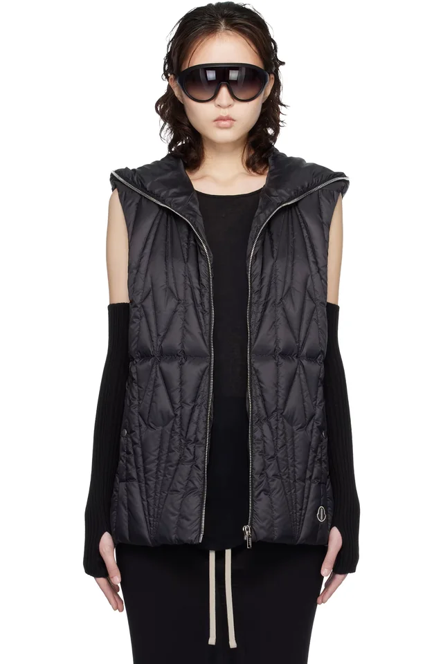 Moncler + Rick Owens Black Geocamo Ziplock Down Vest, image 1 of 1 from SSENSE