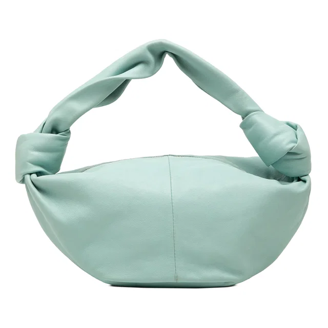 Blue Bottega Veneta Calfskin Double Knot Handbag in Blue Calfskin from Designer Revival