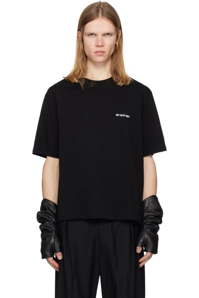 DET BLEV SENT Black Logo T-shirt, image 1 of 1 from SSENSE