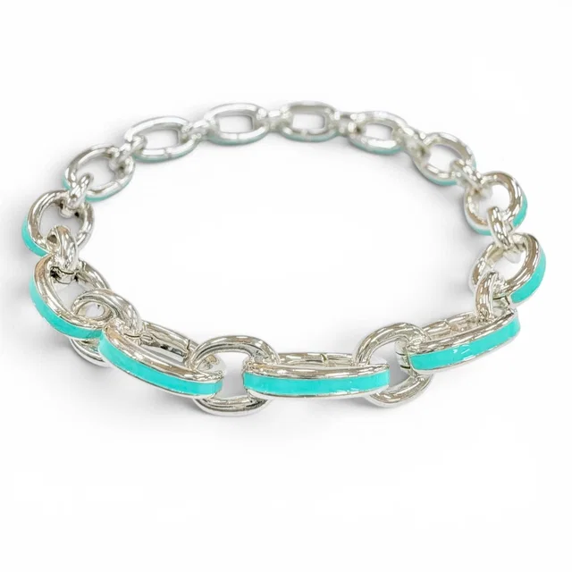 Tiffany & Co. Clasping Link 925 18 Bracelet Silver Blue in Blue from The Reluxe