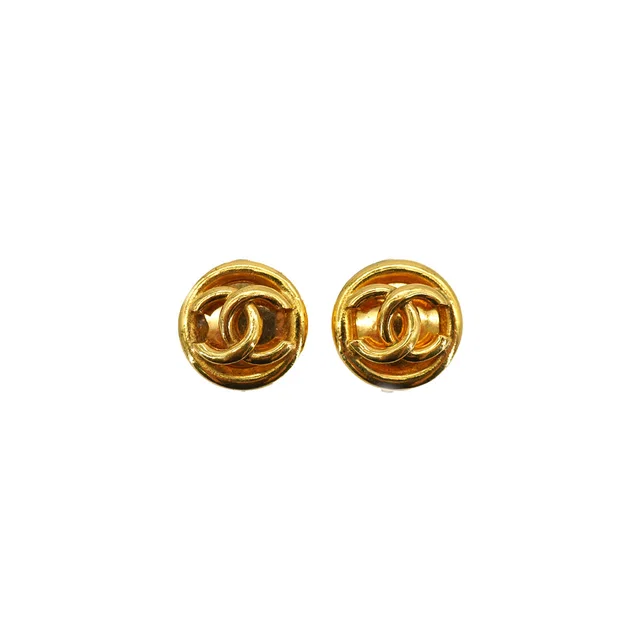 Chanel Vintage Earrings Cocomark Round Accessory 93P from Luxury Promise