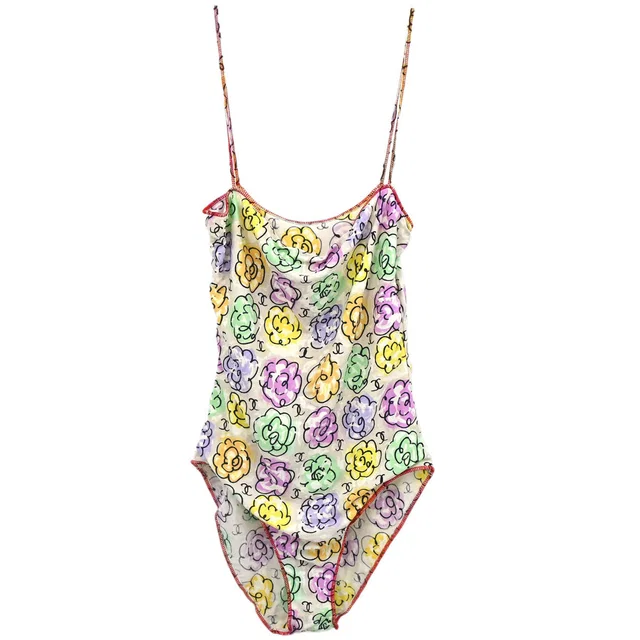 Chanel 2000 Swimwear Swimsuit Floral White #38 in White Nylon from AMORE Vintage Tokyo