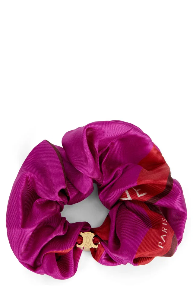 Celine Silk Fuchsia Hair Scrunchie — Purple Bands in Pink Silk from HEWI