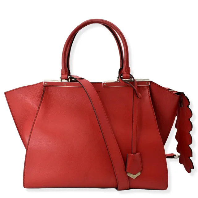 Fendi 3 Jours Calfskin Leather Shoulder Bag Red in Red Calfskin from Dallas Designer Handbags