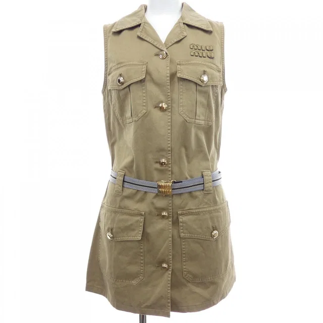 Miu Miu Dress Beige in Beige from The Reluxe
