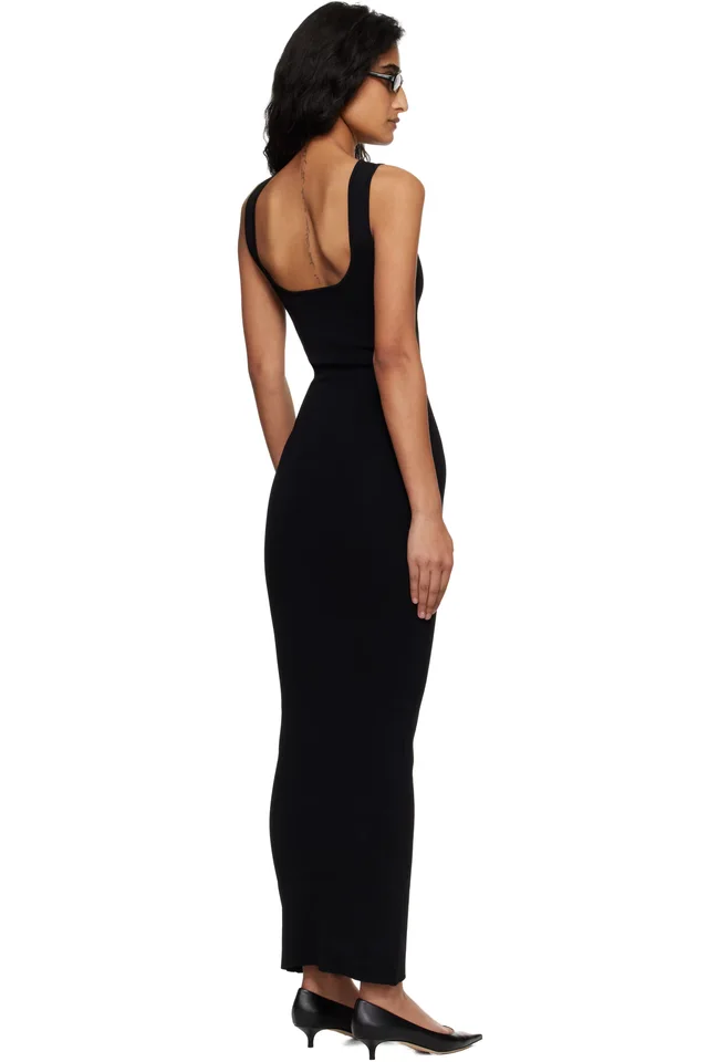 Entire Studios Black Square Neck Midi Dress, photo 3 of 4 from SSENSE