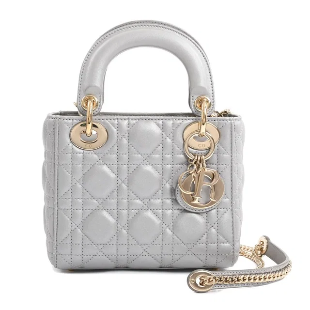 Dior Handbag Gray in Grey Lambskin from The Reluxe