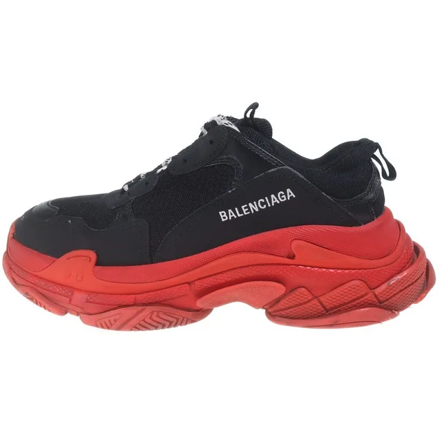 Balenciaga Triple S Leather Low-Cut Sneakers Black in Black Leather from The Reluxe