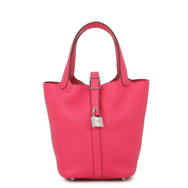 Hermès Picotin Lock Rose Extreme Taurillon Clemence Size PM in Pink Clemence leather from GALLERY RARE