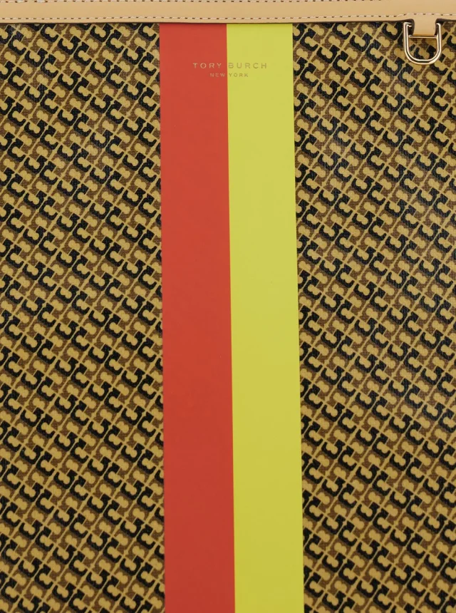 TORY BURCH 'The Racer' Multicolor Tote bag with All-Over Print and Stripes In Cotton Blend for Women in Multicolor 81% Cotton 19% Linen, photo 9 of 10 from Gaudenzi Boutique