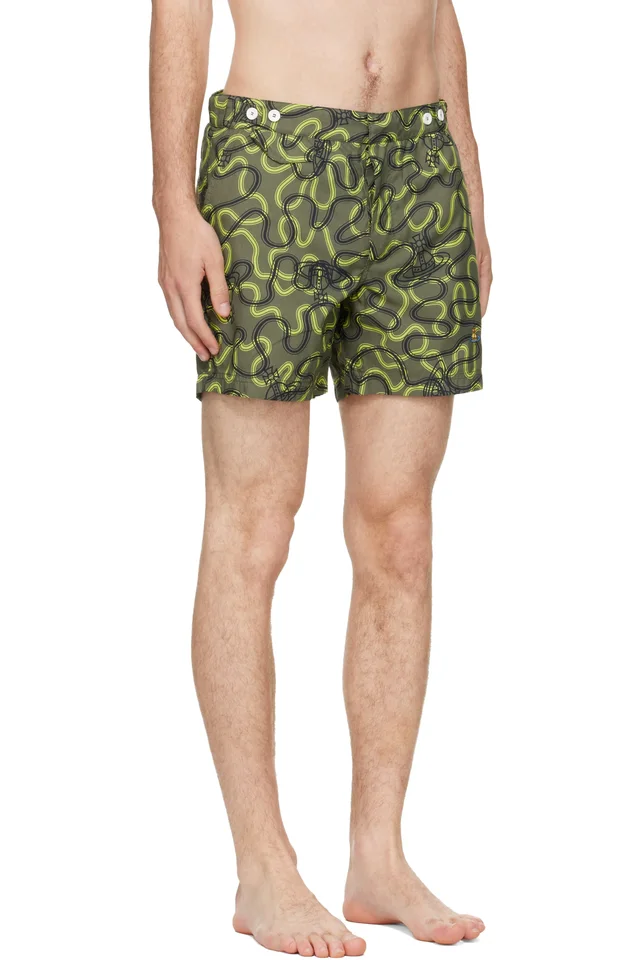 Vivienne Westwood Khaki Classic Boxer Swim Shorts, photo 2 of 4 from SSENSE