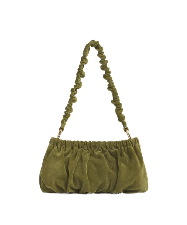 Marni Green suede Ruffles clutch bag, photo 2 of 3 from SENSER