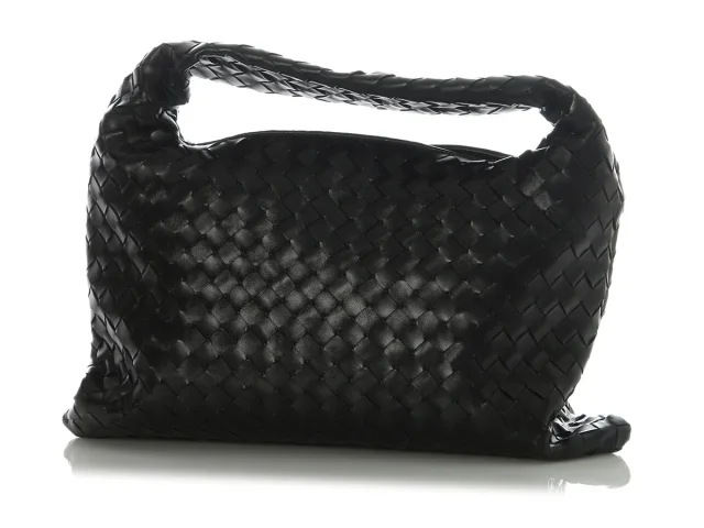 Bottega Veneta Small Black Intrecciato Hop Bag in Black Woven leather from Ann's Fabulous Finds, photo 3 of 10