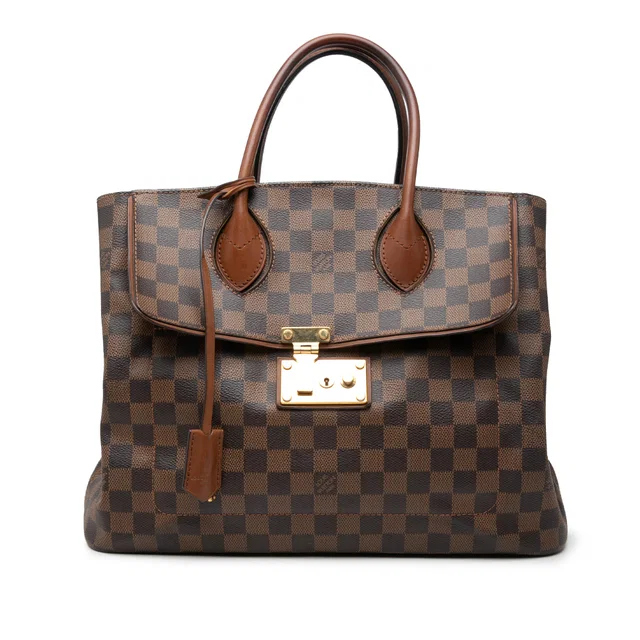 Brown Louis Vuitton Damier Ebene Ascot Satchel in Brown Canvas from Designer Revival