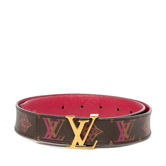 Brown Louis Vuitton Monogram Rainbow LV Initiales Reversible Belt in Brown Coated canvas from Designer Revival
